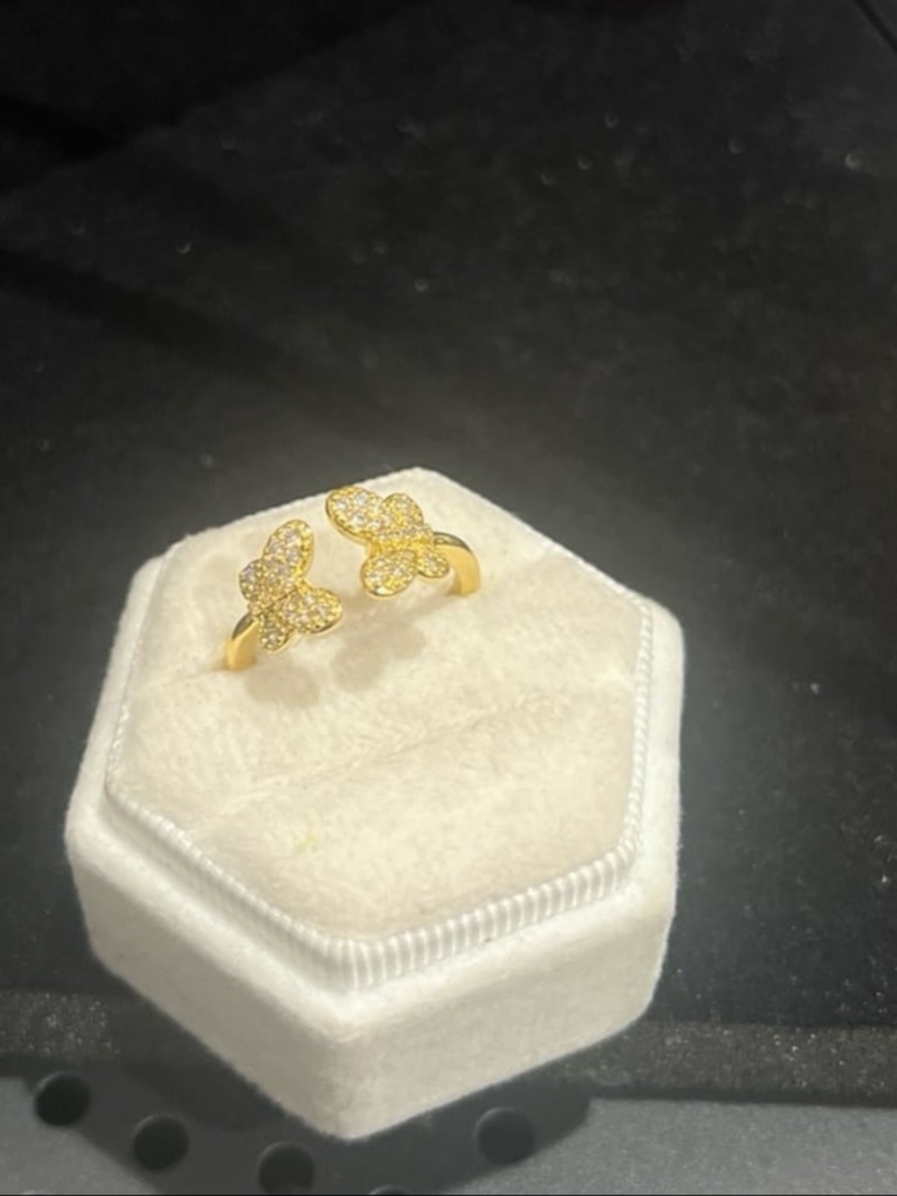 Gd plated pure silver adjustable size 8 ring 925 stamped with butterflies #394 - Picture 5 of 9